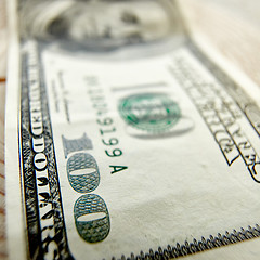 Image showing Macro close up of the US 100 dollar bill