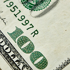 Image showing Macro close up of the US 100 dollar bill