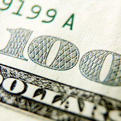 Image showing Macro close up of the US 100 dollar bill