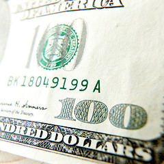 Image showing Macro close up of the US 100 dollar bill