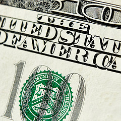 Image showing Macro close up of the US 100 dollar bill