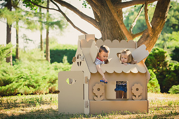 Image showing Two funny kids are playing