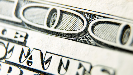 Image showing Macro close up of the US 100 dollar bill