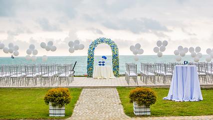 Image showing beach wedding arch