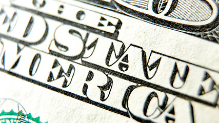 Image showing Macro close up of the US 100 dollar bill