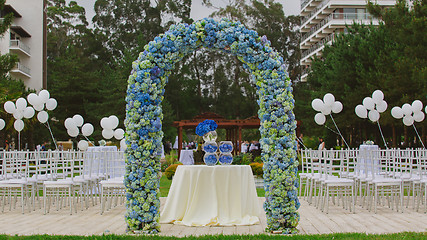 Image showing beach wedding arch