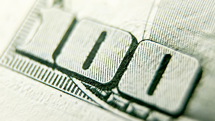 Image showing Macro close up of the US 100 dollar bill