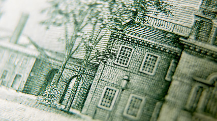 Image showing Macro close up of the US 100 dollar bill