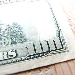 Image showing Macro close up of the US 100 dollar bill