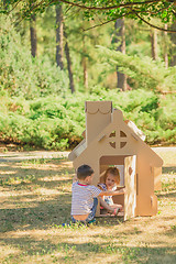 Image showing Two funny kids are playing