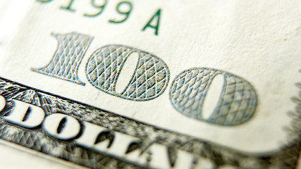 Image showing Macro close up of the US 100 dollar bill