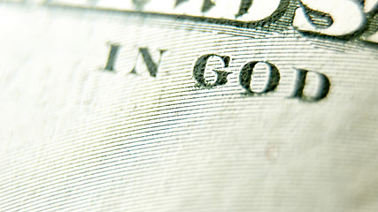 Image showing Macro close up of the US 100 dollar bill