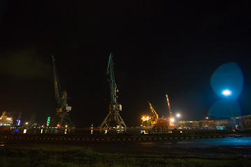 Image showing Industrial ship in Batumi port at dusk. Georgia