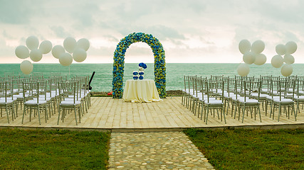Image showing beach wedding arch