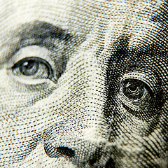 Image showing Macro close up of the US 100 dollar bill