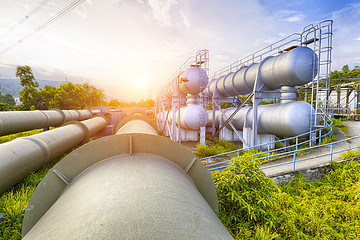 Image showing Glow light of petrochemical industry water tank 