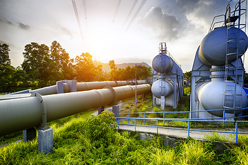 Image showing Glow light of petrochemical industry water tank 