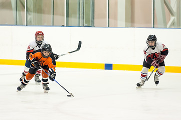 Image showing Game between children ice-hockey teams