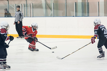 Image showing Game of children ice-hockey teams