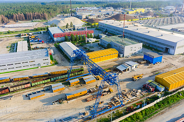 Image showing Aerial view on bridge production plant. Russia