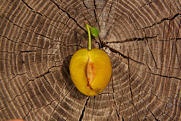 Image showing fresh plum on wooden table