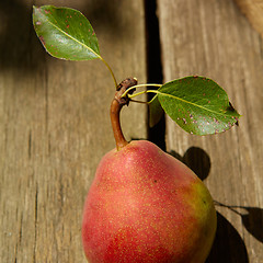 Image showing Fresh organic pear on old wood. 