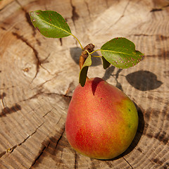 Image showing Fresh organic pear on old wood. 