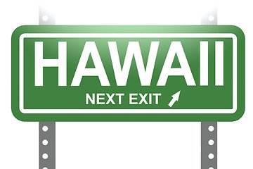 Image showing Hawaii green sign board isolated 