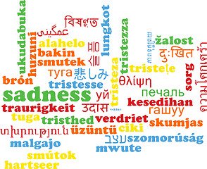 Image showing Sadness multilanguage wordcloud background concept