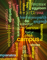 Image showing Campus multilanguage wordcloud background concept glowing