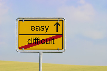 Image showing Sign difficult easy