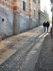 Image showing walking to the sunset