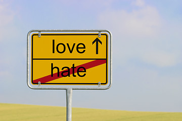 Image showing Sign hate love