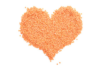 Image showing Red lentils in a heart shape