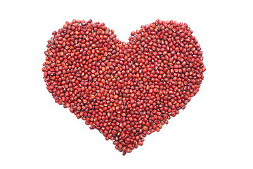 Image showing Red adzuki beans in a heart shape