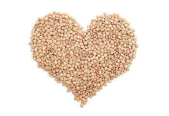 Image showing Green lentils in a heart shape