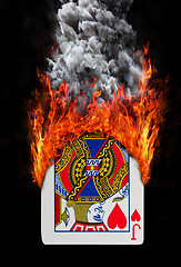 Image showing Playing card with fire and smoke