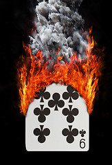 Image showing Playing card with fire and smoke