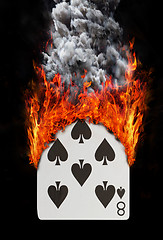 Image showing Playing card with fire and smoke