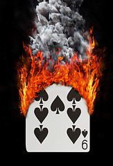 Image showing Playing card with fire and smoke