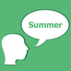 Image showing Speech Bubble with man head silhouette, summer word on it