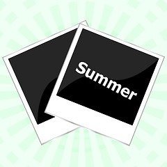 Image showing summer background, summer words on empty photo frame, summer holiday