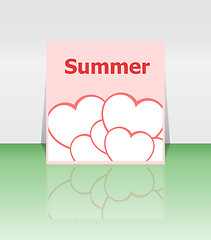 Image showing Grungy summer poster with love heart set. I love summer concept