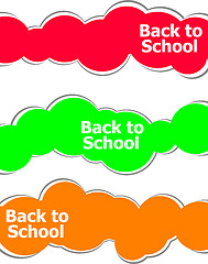 Image showing Back to school words on stickers set isolated on white, education concept