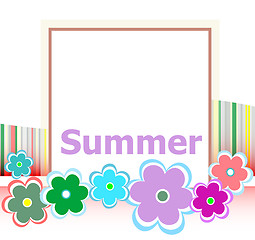 Image showing Beautiful summer floral invitation card. summer holiday, flowers and abstract lines set