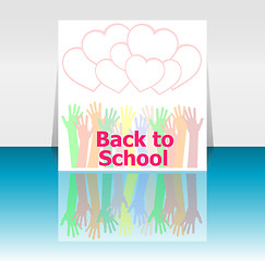 Image showing Back to school word and people hands, love hearts,  education concept