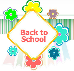 Image showing Back to school invitation card with flowers, education concept