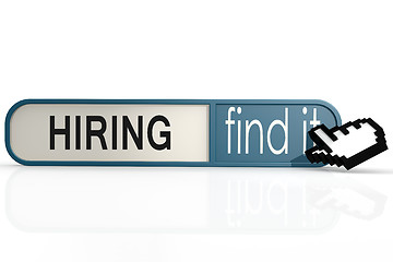 Image showing Hiring word on the blue find it banner