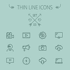Image showing Technology thin line icon set