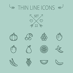 Image showing Food thin line icon set